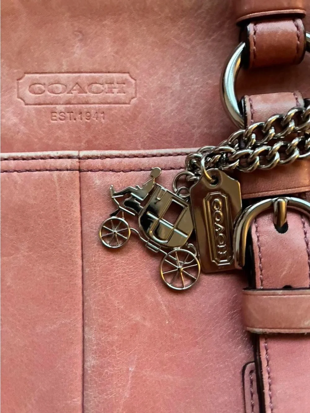 Coach Pink Leather Shoulder Bag